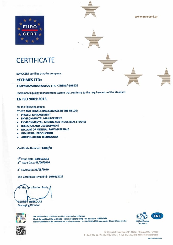 quality policy iso 9001 en certificate